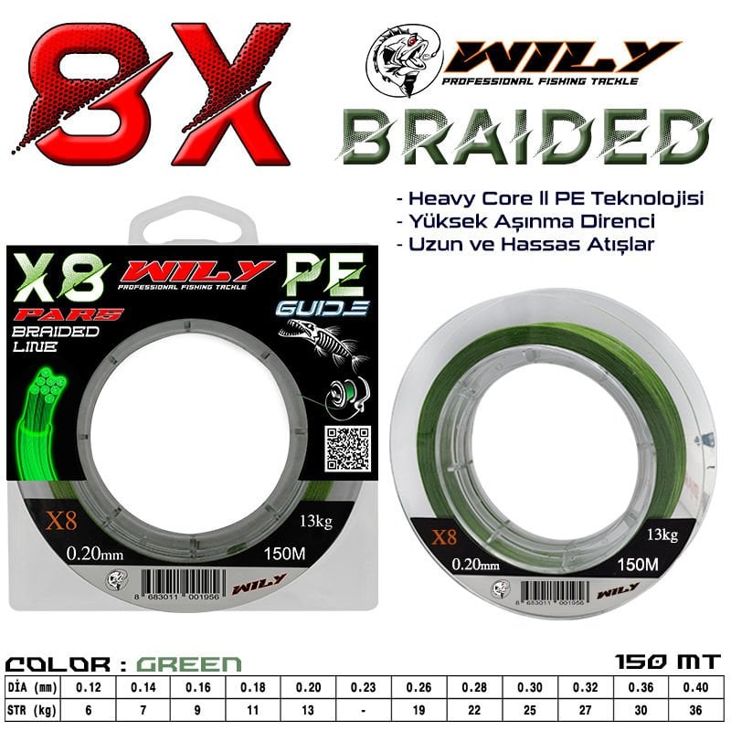 Portfish Pars 8 Kat İp Misina 150 mt Yeşil