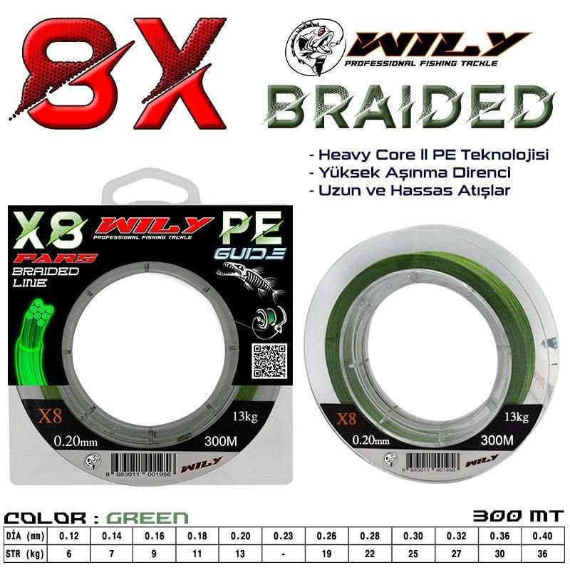 Portfish Pars 8 Kat İp Misina 300 mt Yeşil