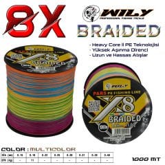 Wily Pars 8 Kat İp Misina 1000 mt Multicolor