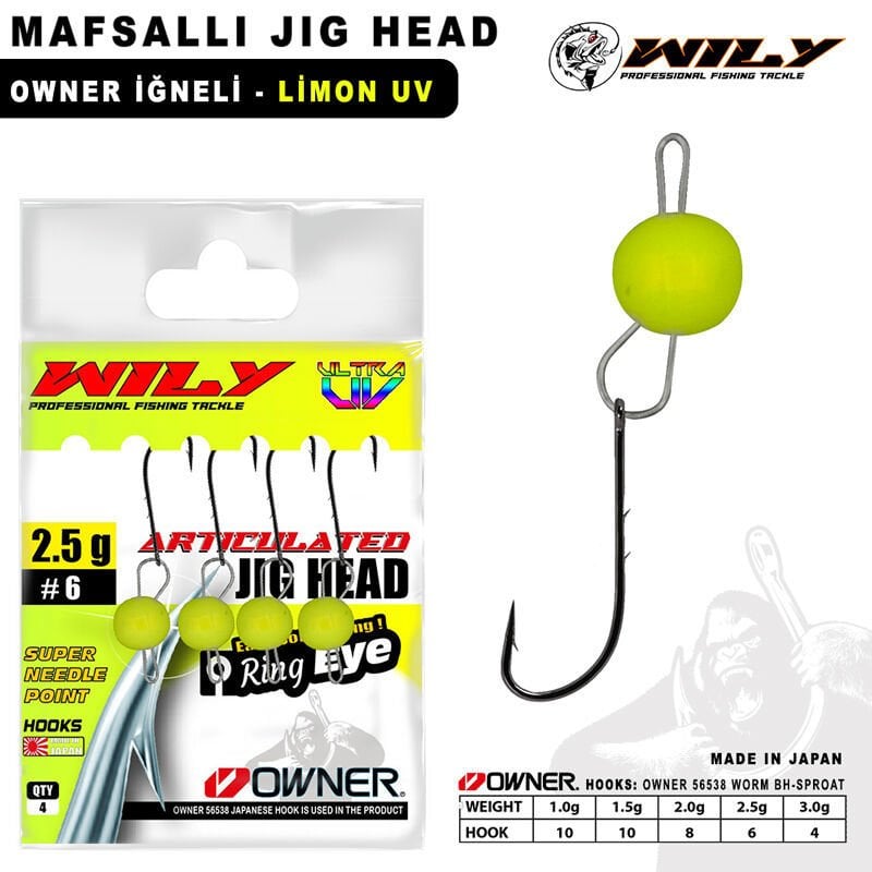 Wily 56538 Mafsallı Uv Yellow Jig Head