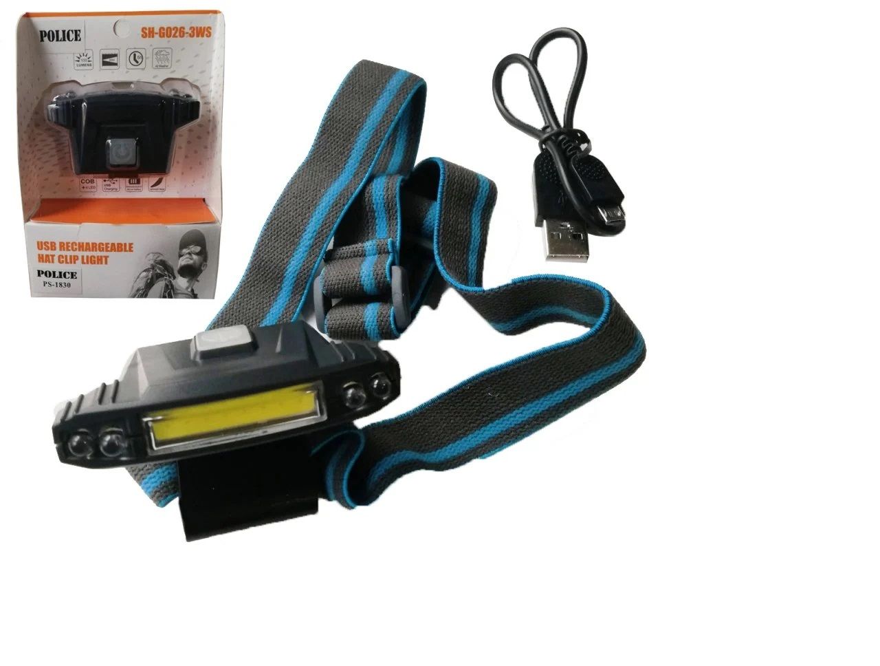 Police PS1930 COB+4 led Şarjlı Kafa Feneri