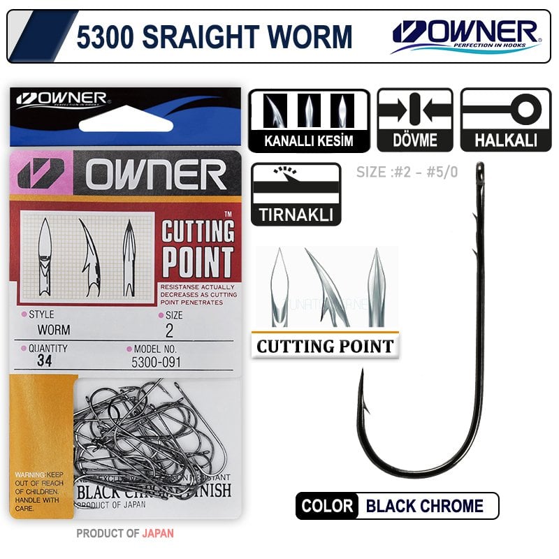 Owner 5300 Uzun Pala Delikli Lüfer İğnesi 34 Pcs