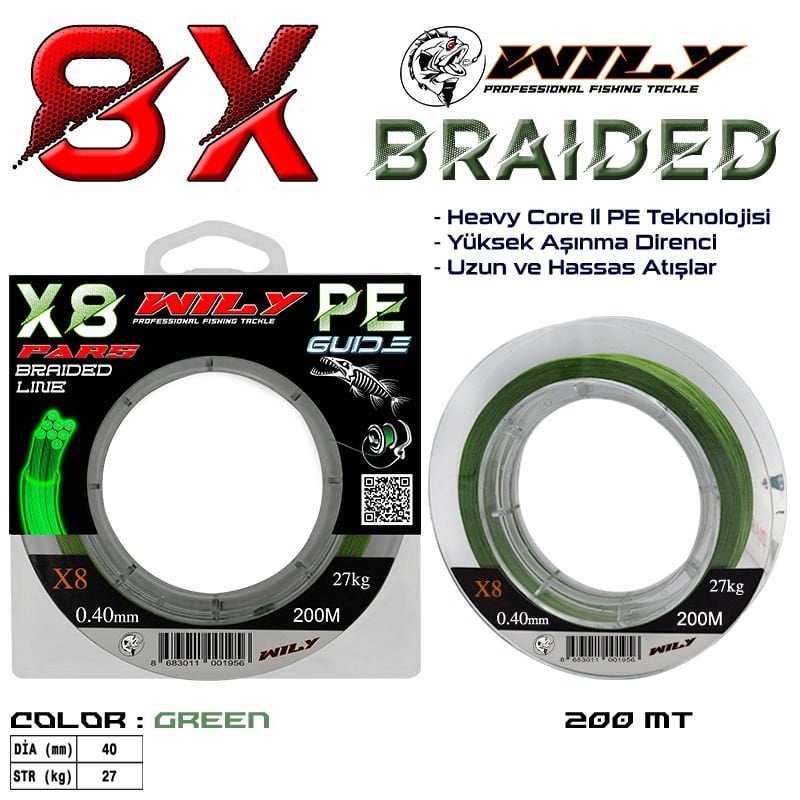 Portfish Pars 8 Kat İp Misina 200 mt Yeşil
