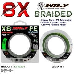 Portfish Pars 8 Kat İp Misina 200 mt Yeşil